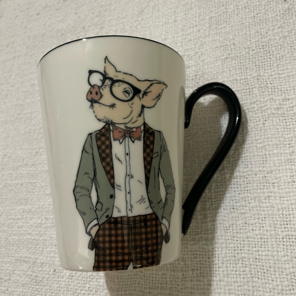 Signature Housewares Hipster‎ Animal Coffee Mug 16.5 oz Pig with Eyeglasses Tea
